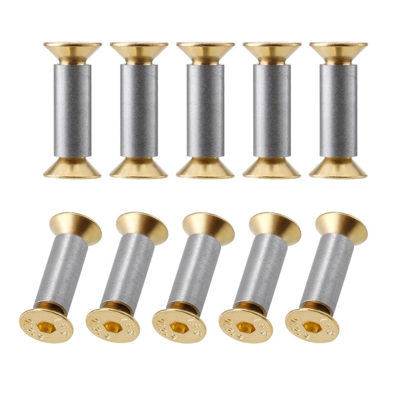 A.I.FORCE 10 Packs Knife Handle Screws Rivets Bolts Fasteners, Gold Hex Flat Head Screws, Knives Maker Screws for Fixing Blade Knife - Image 1